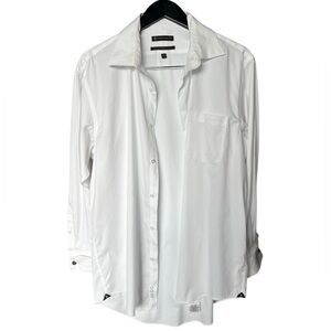 Hudson Room Men’s White Button Up Dress Shirt 100% Egyptian Cotton- 80’s 2 Ply